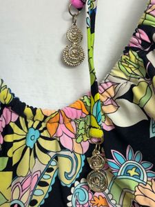 Colorful Floral Halter Bikini Top