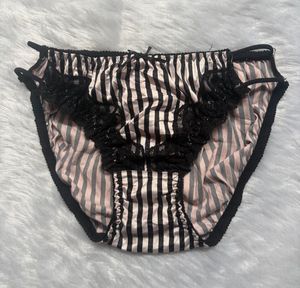 Striped Lace Trim Bikini Panties