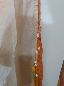 Orange Coloured Cotton Festive Kurta With Latkans