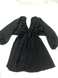 Black V-Neck Tiered Dress