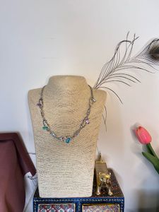 Statement Gemstone Safetypin Necklace