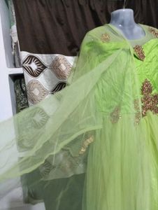 green beads gown