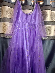 Purple Sequined anarkali kurti