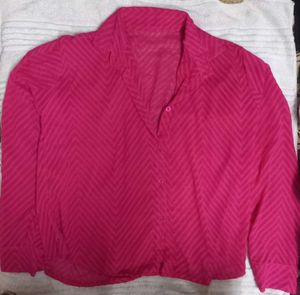 Sheer Chevron Print Button-Up Shirt
