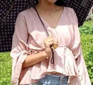 Elegant Pink Kimono Sleeve Top