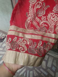 Beautiful Red Kurti With Lahanga And Dupatta