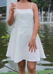White Textured Mini Dress