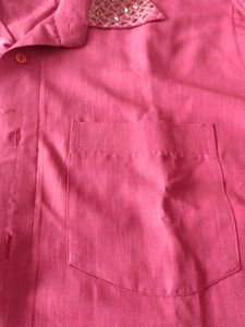 Burgundy Button-Down with Unique Collar &amp; Cuff Det