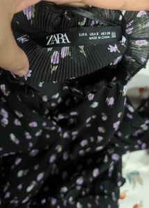 zara Black with lavender Floral Mini Dress