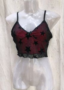 I. Gothic Star Mesh Crop Top