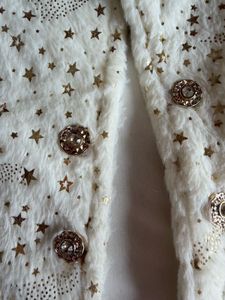 Sparkling Star Print Faux Fur Jacket
