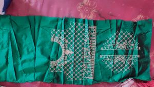 Unstitched Green Lahenga, Blouse And Dupatta Set Combo