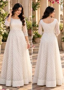 Elegant White Lace Anarkali Gown