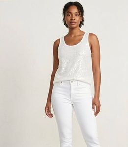 Sparkling White Sequin Tank Top