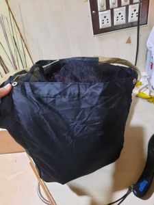 Chic Black Tote Bag with Drawstring