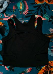 sexy Edgy Black Cutout Crop Top