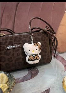 Leopard Print Crossbody Bag with Hello Kitty Charm