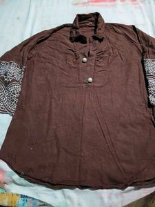 Brown Kurta with Decorative Sleeves