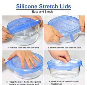 Silicon stretchable lids pack of 6