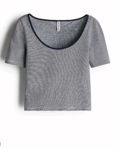 Striped Scoop Neck Cropped Top