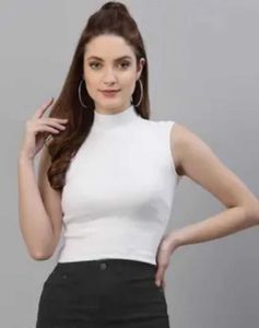 Sleeveless Mock Neck Cropped Top