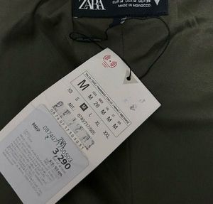 Zara Khaki Strapless Denim Dress