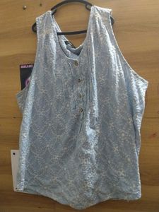 Light Blue Textured Sleeveless Top/Kurti