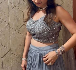Sparkling Grey Festive Lehanga