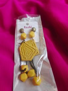 Unique Yellow Beaded Earrings