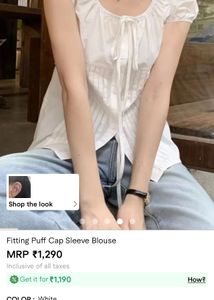(worn once)Elegant White Pleated Blouse