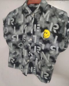 Formal Shirt Crop Top With Yellow Smiley 🙂...