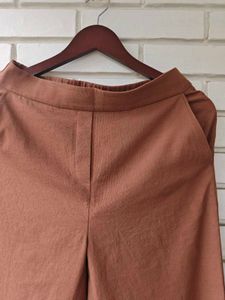 Women's Brown Cropped Wide-Leg Pants