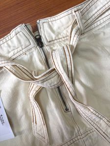 Cream Cargo Mini Skirt with Belt