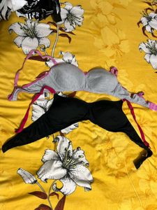 Comfortable Bra Set - Grey &amp; Black