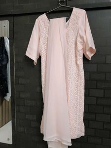 Embroidered light peach Kurta set