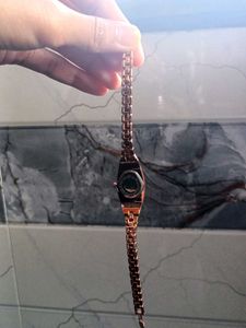 Gold Crystal Watch with Diamond Breslet
