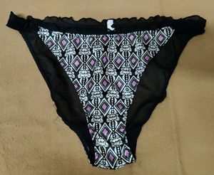 Sheer Black Briefs with Geometric Print