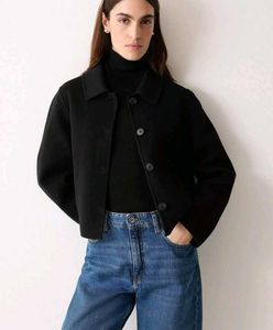 Classic Black Button-Down pea coat