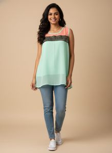 Stylish Sleeveless Mint Green Top