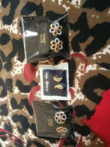 Elegant Flower &amp; Bow Earrings 3 pis Set
