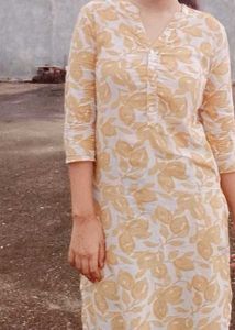 Yellow Floral Print Kurta
