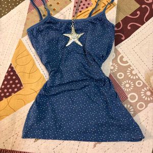 Y2K Cute Navy Star Print Camisole Top