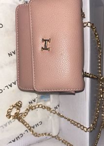 Chic Pink Clutch with Gold Chain