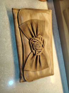 Elegant Brown Bow Clutch Bag