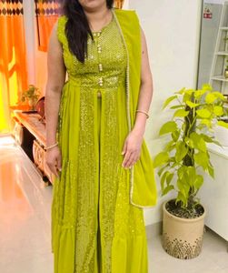 Stunning Lime Green Sequined Sharara Set