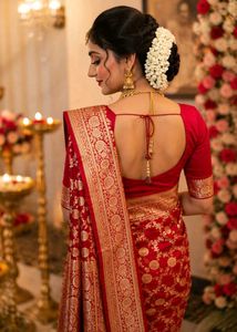 Stunning Red Banarasi Silk Saree