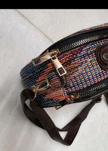Multicolor Woven Sling Bag with Adjustable Strap