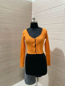 PRIMARK imported Orange Ribbed Knit Cardigan