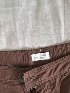 Brown Cargo Cropped Pants