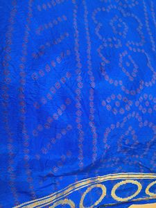 BEAUTIFUL Blue with Pink  Bandhani Print Saree